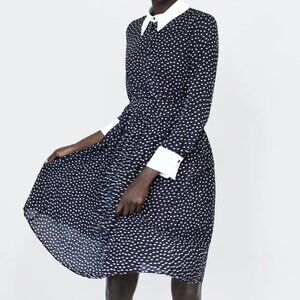NWT Zara polka dot dress with contrasting collar & cuffs